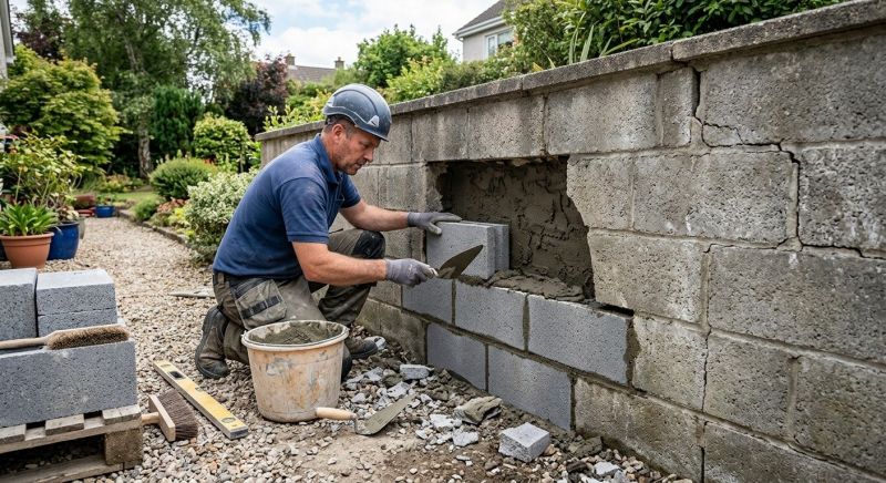 Concrete Block Wall Repair in Layton, UT